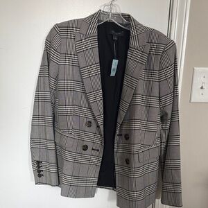 Ann Taylor Black and White Checkered Blazer